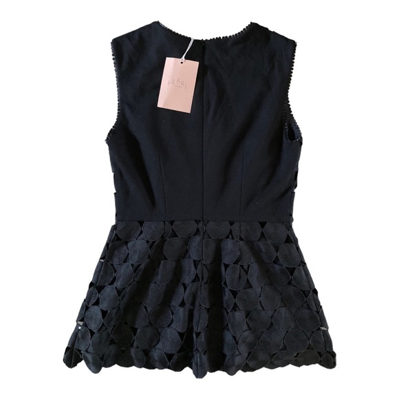 Pearl by Lela Rose Circle Guipure Lace Peplum Black Top NWT Romantic Chic - Picture 9 of 12